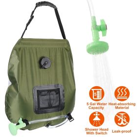 5 Gal Solar Heating Camping Shower Bag with Removable Hose and Shower Head