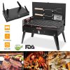 16.7x10x17.7in Portable Charcoal Grill Foldable BBQ Suitcase Grill Shelf
