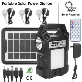 Portable Solar Power Station Rechargeable Backup Power Bank w/Flashlight