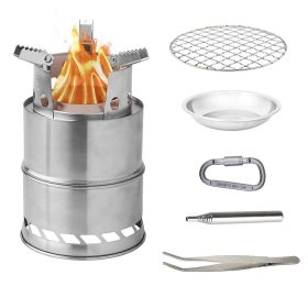 Mini Stainless Steel Folding Wood Stove for Camping, BBQ, and Outdoor Use
