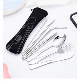 Portable Stainless Steel Utensils Set with Zipper Case