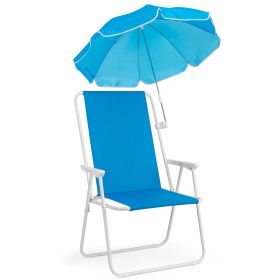 Heavy-Duty Beach Chair with Umbrella – XL Folding Outdoor Chair (Royal Blue)
