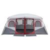 10 Person Family Cabin Tent – 2-Room Large Camping Tent with Storage Pockets (Red & White)