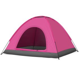 3–4 Person Camping Dome Tent – Lightweight Outdoor Tent (Pink)