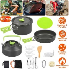 16 Pc Camping Cookware Set
