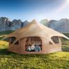 VEVOR Canvas Tent – 4 Seasons 5 m / 16.4 ft Bell Tent with Stove Jack, Breathable Yurt for Up to 8 People
