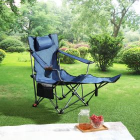 Camping Folding Chair with Reclining Feature, Cup Holder, and Side Pockets