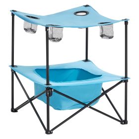 Folding Portable Camping Table – Oxford Fabric Square Table with 4 Cup Holders
