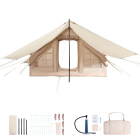 Inflatable Camping Tent – 3–5 Person 4-Season Blow Up Tent with Canopy & Stove Jack