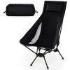 Folding Camping Chair – Lightweight Aluminum Portable Chair with Headrest (Black)