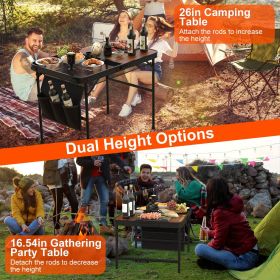 Foldable Camping Table – Adjustable Height Aluminum Picnic & BBQ Table (35.43" x 23.62" x 26")