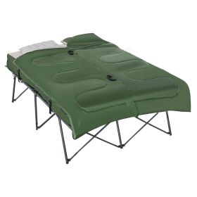 Outsunny 2-Person Folding Camping Cot with Sleeping Bag, Air Mattress, Pillows & Carry Bag