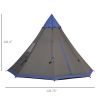 Outsunny Large 6-Person Metal Teepee Camping Tent with Weather Protection & Carrying Bag