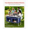 Camping Kitchen Table – Folding Outdoor Cooking Station with Storage Organizer