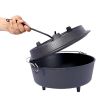 Pre-Seasoned Cast Iron Dutch Oven with Skillet Lid – 6 Quart Outdoor Camping Pot with Leg Base