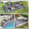 Reversible Outdoor Rug – Blue & White Square Patchwork with Carry Bag