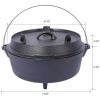 Pre-Seasoned Cast Iron Dutch Oven with Skillet Lid – 6 Quart Outdoor Camping Pot with Leg Base