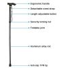 Folding Trekking Hiking Pole, Adjustable – Black