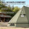 Camping Teepee Tent – 4–6 Person Military Green Tent with Stove Jack