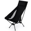 Folding Camping Chair – Lightweight Aluminum Portable Chair with Headrest (Black)