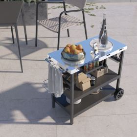 3 Tiers Foldable Outdoor Cart with Phone Holder