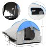 SUV Camping Tent – 5–6 Person Waterproof Car Tent with 3 Doors & Mesh Window (Gray/Blue)