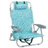 Aluminum Beach Chair – 5-Position Folding Chair with Headrest & Shoulder Strap (Teal Tribal Pattern)