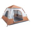 4-Person Pop-Up Camping Tent – 240 x 240 x 150 cm Quick Setup Family Tent (Brown)