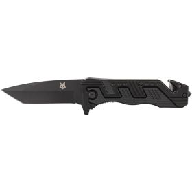 8.5" Folding Knife – Spring Assisted Tanto with Seat Belt Cutter & Window Breaker (Option: STRAIGHT EDGE)