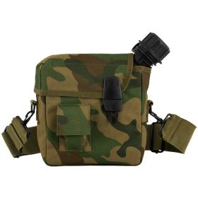 2QT Canteen Cover with Shoulder Strap – Insulated Nylon Carrier (Option: WOODLAND CAMO)