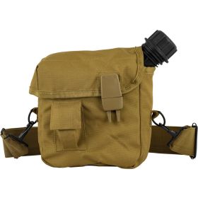 2QT Canteen Cover with Shoulder Strap – Insulated Nylon Carrier (Option: COYOTE)
