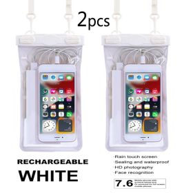 2 pcs Oversized Waterproof Mobile Phone Pouches – Touchscreen Dry Bags for Outdoor & Underwater Use (Color: 2pcs- White)