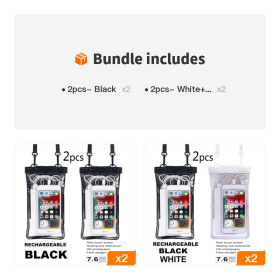 2 pcs Oversized Waterproof Mobile Phone Pouches – Touchscreen Dry Bags for Outdoor & Underwater Use (Color: 2pcs- Black*2+[2pcs- White+Black]*2)
