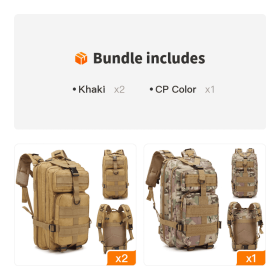 Men's 30L Compact Outdoor Sports Backpack (Color: Khaki*2+CP Color)
