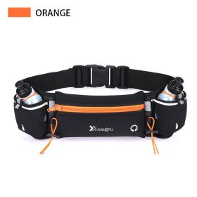 Adjustable Running Belt Fanny Pack with Dual Water Bottle Holders (Color: Orange)