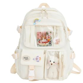 Women’s Multi-Pocket Waterproof Travel & School Backpack (Color: Beige)