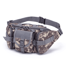 Men's Waterproof Nylon Fanny Pack (Color: ACU Camo, size: The belt can be adjusted)