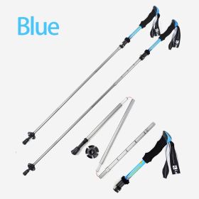 Lightweight 5-section Foldable 7075 Trekking Pole (Color: Blue)