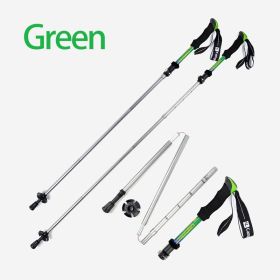 Lightweight 5-section Foldable 7075 Trekking Pole (Color: Green)