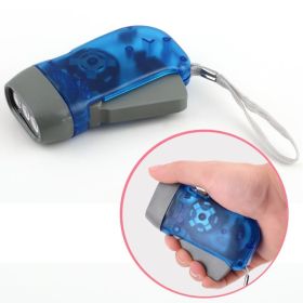 Manual Crank Electric Flashlight (Color: Blue)