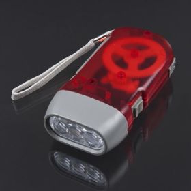Manual Crank Electric Flashlight (Color: Red)