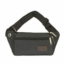 Unisex Multifunctional Canvas Waist Bag (Color: Black)