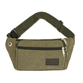 Unisex Multifunctional Canvas Waist Bag (Color: Army Green)