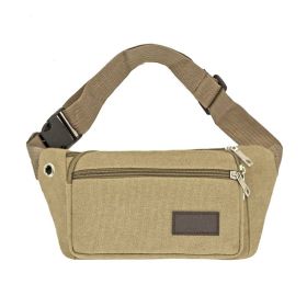 Unisex Multifunctional Canvas Waist Bag (Color: Khaki)