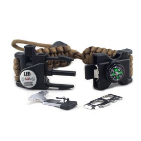 Paracord Braided Adjustable Survival Bracelet (Color: Brown)