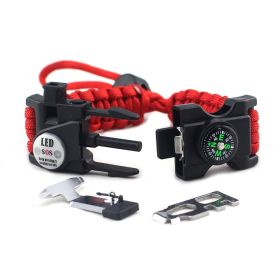 Paracord Braided Adjustable Survival Bracelet (Color: Red)