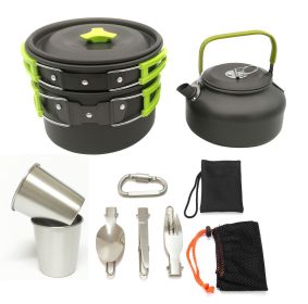 Camping Pot and Pan Set for 2-3 People (Color: VNJF-green)