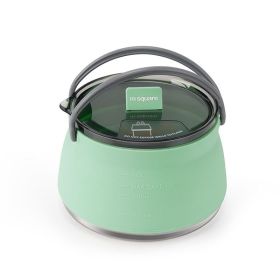 Silicone folding kettle with Stainless Steel Bottom (Color: Silicone cookware-green)
