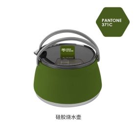 Silicone folding kettle with Stainless Steel Bottom (Color: Silicone cookware-Olive Green)