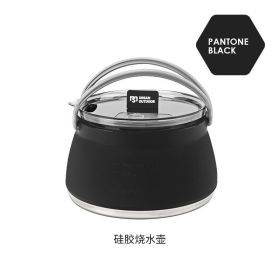 Silicone folding kettle with Stainless Steel Bottom (Color: Silicone cookware-black)